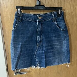 Urban Outfitters Recycled Levi's Denim A-line Mini Skirt with Frayed Hem